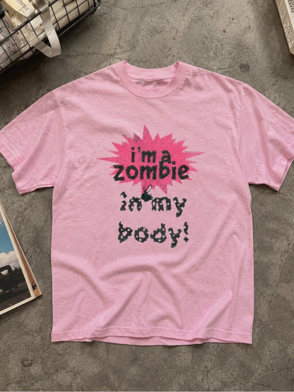 Gildan Pink “ I’m a zombie” Graphic Tee